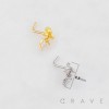 RIBBON DANGLE HEART WITH BEZEL CZ 316L SURGICAL STEEL L-SHAPE NOSE RING